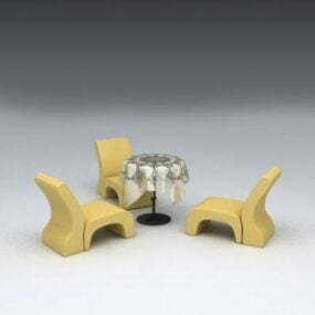 أريكة جلوس مع طاولة نموذج ثلاثي الأبعاد