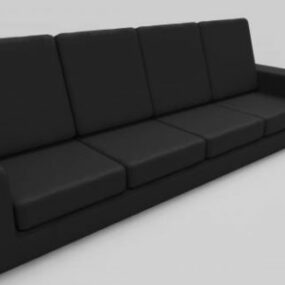Zwarte stoffen bank met vier zitplaatsen 3D-model