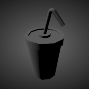 3д модель пластиковой чашки для напитков с трубочкой