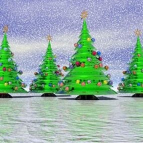 Cartoon kerstboom met decoratie 3D-model