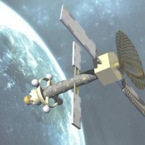 地球上空的空间站3d模型