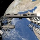 スペース ドック未来的な宇宙船ステーション