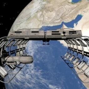 3д модель космической док-станции футуристической станции космических кораблей