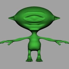Modello 3d del personaggio dei cartoni animati alieno verde