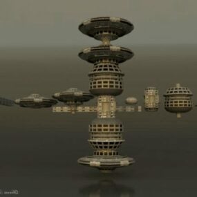 Space Construction Station Base 3d-modell