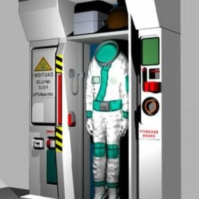 Conjunto de traje espacial na caixa Modelo 3d