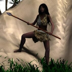 Girl Warrior Spear Weapon 3d-modell