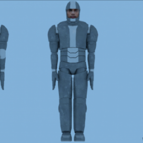 3d модель броньованого робота з персонажем людини