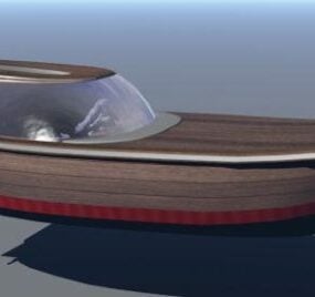 قایق تندرو چوبی با شیشه اینفینیتی مدل سه بعدی