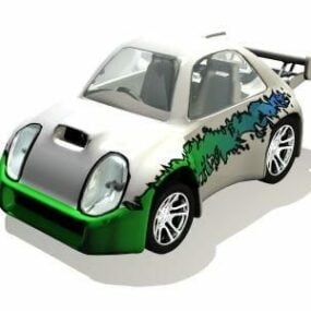 Model 3D samochodu w stylu kreskówki z prędkością