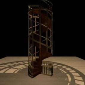 Model 3D stalowych schodów spiralnych