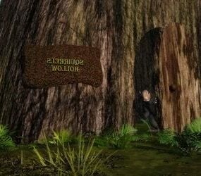 Orava Hollow On Tree Log 3D-malli