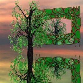 Stained Mirror With Tree Decoration 3d model