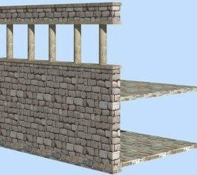 Model 3D budynku ściany bramy schodowej