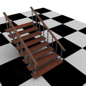 Modelo 3d de material de madeira para móveis de escada