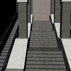 Escadas no modelo 3D do prédio do metrô