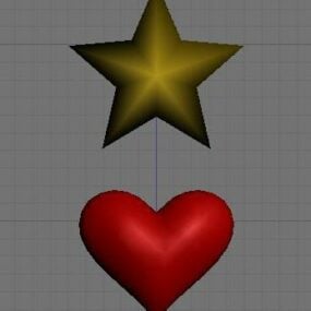 Modello 3d del palloncino cuore stellato