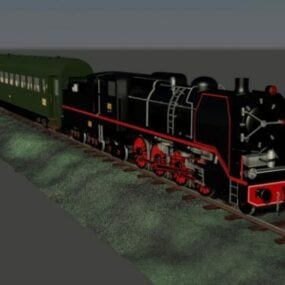 Vintage Steam Train 3d model