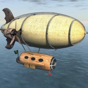 Uçan Steampunk Zeplin Taşımacılığı 3D model
