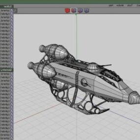 3д модель футуристического космического корабля в стиле стимпанк