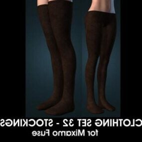 Beauty Girl With Black Stockings 3d model