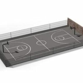 Modello 3d dello stadio del campo da basket di strada