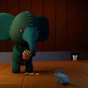 Krása vycpaná hračka 3D model slona
