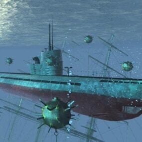 Vanha sotilaallinen sukellusvene 3d-malli
