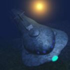 Футуристическая подводная лодка с видом на море