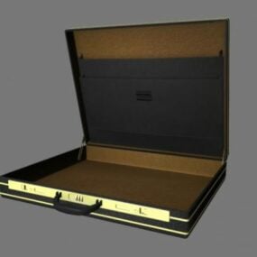 Caja maleta de cuero negro modelo 3d