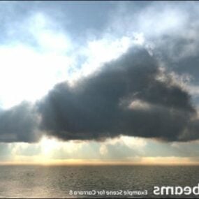 Raio de sol na paisagem do oceano modelo 3d
