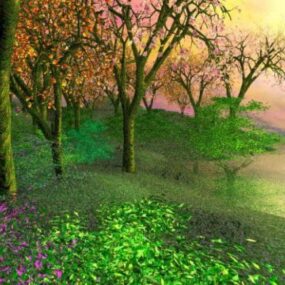 Sunny Fantasy Forest Landscape 3d model