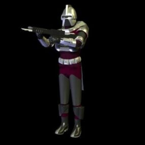 לוחם מימי הביניים עם שריון דגם תלת מימד