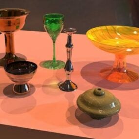 أدوات المائدة الزجاجية الملونة نموذج 3D