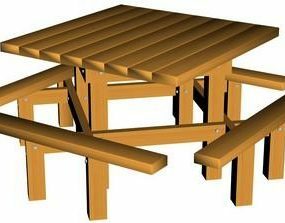 أثاث خارجي لطاولة الروطان نموذج ثلاثي الأبعاد