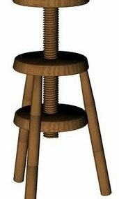Wooden Tabouret Chair Part Furniture 3d model