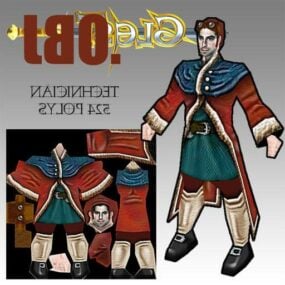 Technician Man Medieval Game Character 3d-modell