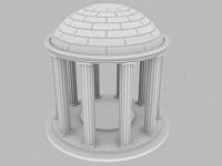 Temple Building Sphere Roof 3d-modell