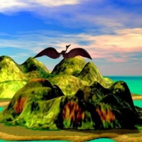 Terrain de montagne de mer de dessin animé de jeu modèle 3D