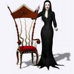Μάγισσα με μια καρέκλα τρισδιάστατο μοντέλο