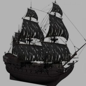Mô hình 3d thuyền buồm ngọc trai đen