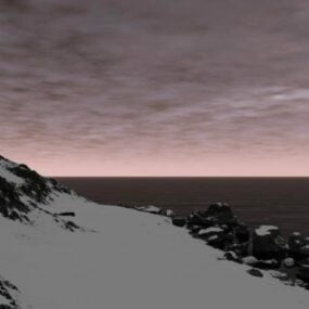 夜の島の風景3Dモデル