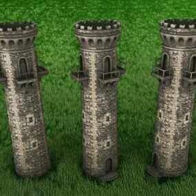 古代の石造りの監視塔3Dモデル