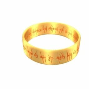 Złoty pierścionek z tekstem Model 3D
