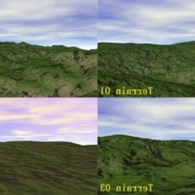 Terreno di montagna con modello 3d di Texture erba