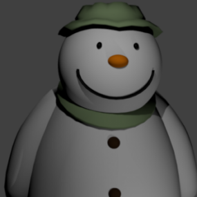 Jul karaktär snögubbe med hatt 3d-modell