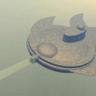 Futuristická vesmírná loď tvar želvy