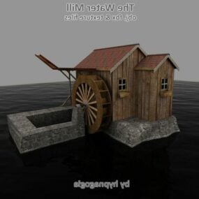 Water Mill House Building 3d-modell