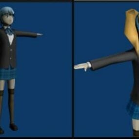 Cartoon Manga Girl Charakter 3D-Modell