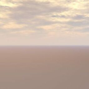 Poušť Gobi s 3D modelem oblohy při západu slunce
